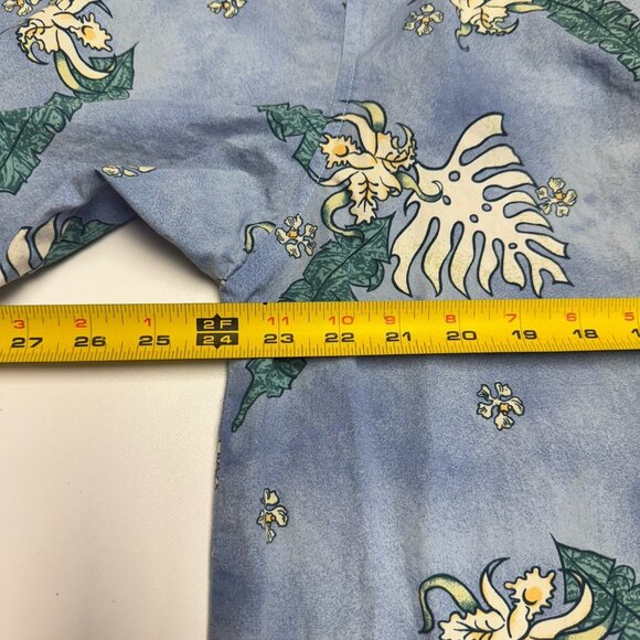 Vintage Ocean Pacific Op Hawaiian Shirt Mens L 24x29 Blue Loop Collar - Picture 7 of 8